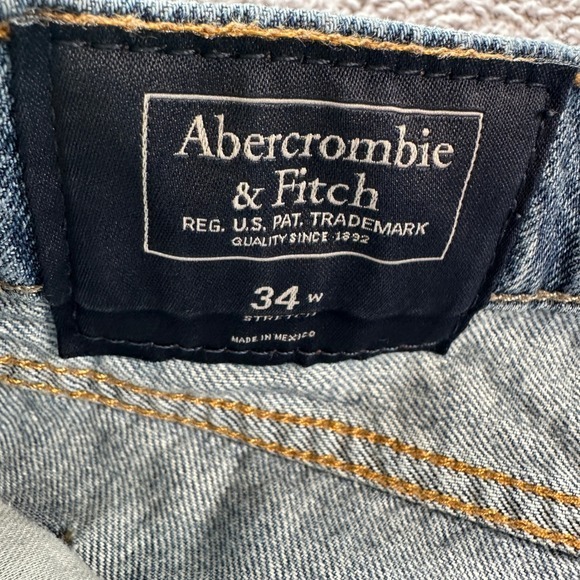 Abercrombie & Fitch Denim Shorts Womens 34W Distressed Medium Wash Blue Stretch - Picture 5 of 8